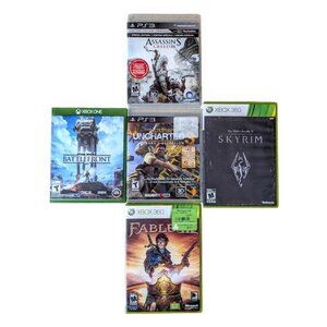Adventure/RPG Games Lot - 5 Games - Xbox 360/PS3 - Skyrim, Fable, Uncharted